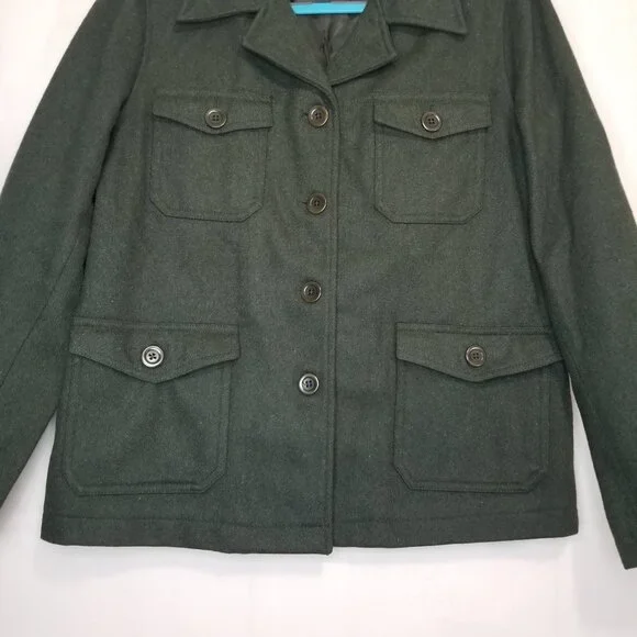 Vintage Gap button up peacoat forest green size S wool blend field coat utility - Picture 4 of 9